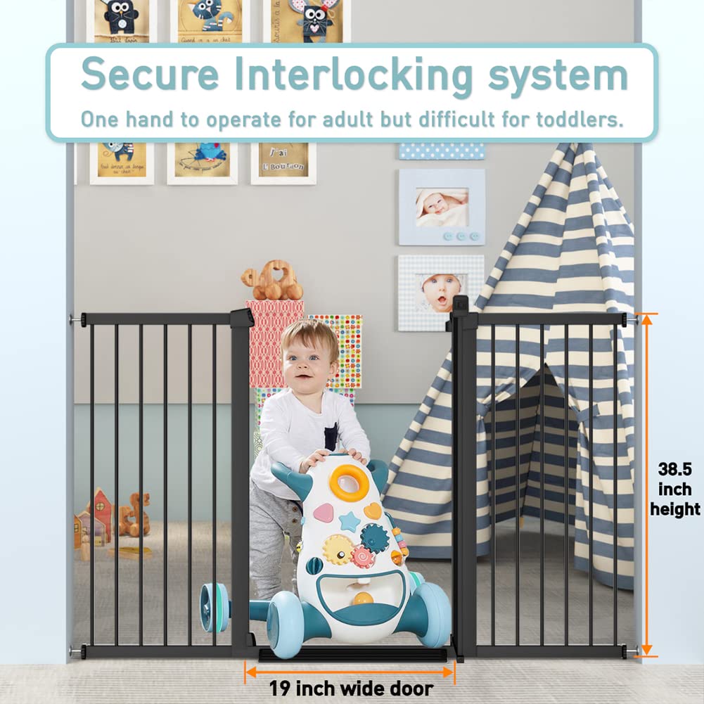 FairyBaby 38.5" Tall Walk Through pet Gates For Stairs