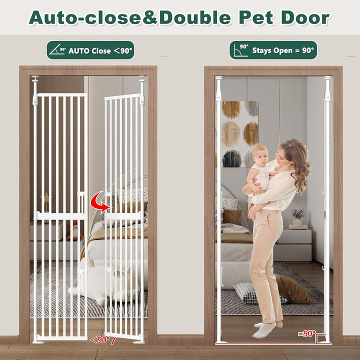 FairyBaby 71" Extra Tall 34"-37" Wide Cat & Dog Proof Gate for Doorway
