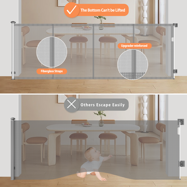 FairyBaby 49"Tall Retractable Baby Gate, Mesh Dog Gate for Stairs, Doorways, Decks, Long Child Gate Pet Gate Indoor