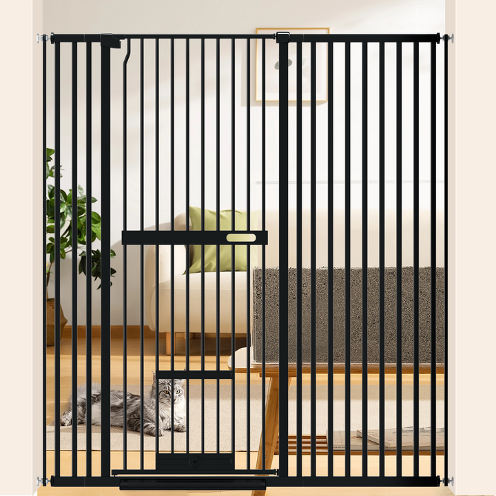 FairyBaby 61" Extra Tall Cat Gate with Narrow Bar Spacing with Pet Door