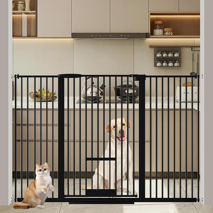 FairyBaby 40.55" Extra Tall Dog Gate with Cat Door