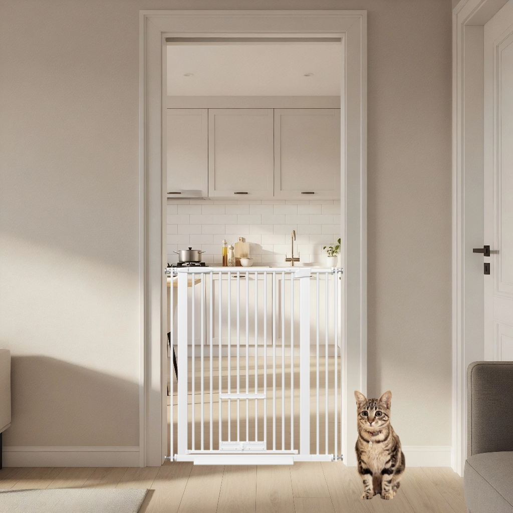 FairyBaby 40.55" Extra Tall Dog Gate with Cat Door
