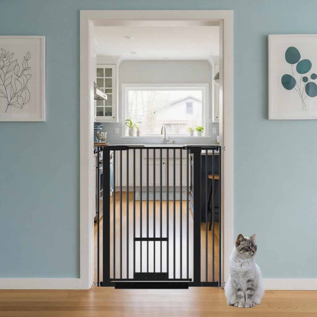 FairyBaby 40.55" Extra Tall Dog Gate with Cat Door