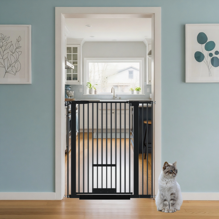 FairyBaby 40.55" Extra Tall Dog Gate with Cat Door