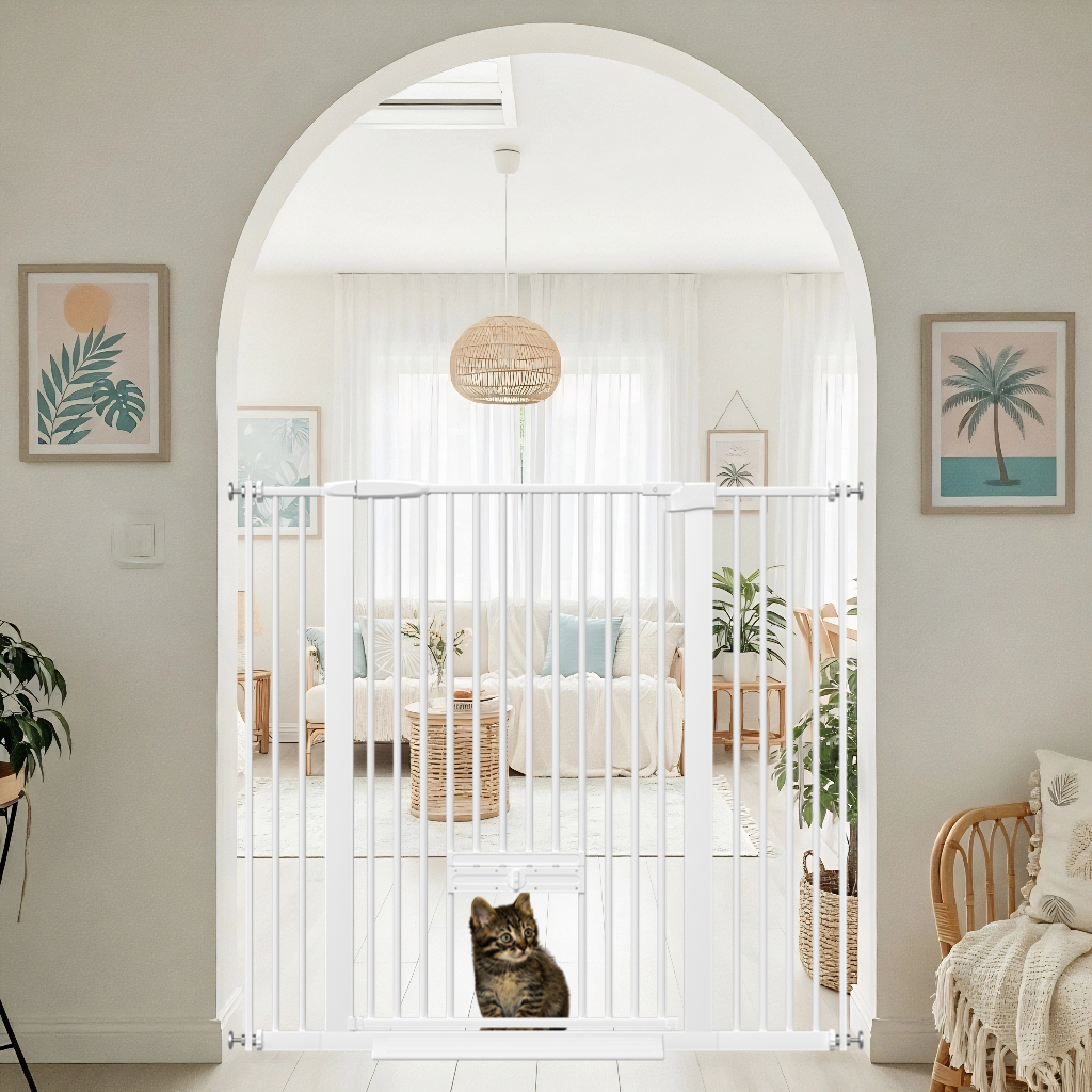 FairyBaby 40.55" Extra Tall Dog Gate with Cat Door
