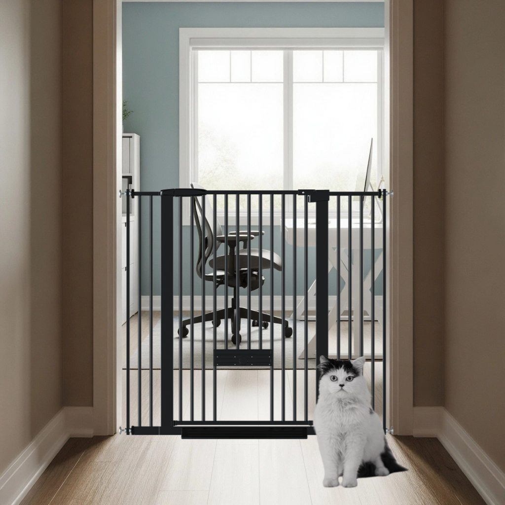 FairyBaby 40.55" Extra Tall Dog Gate with Cat Door