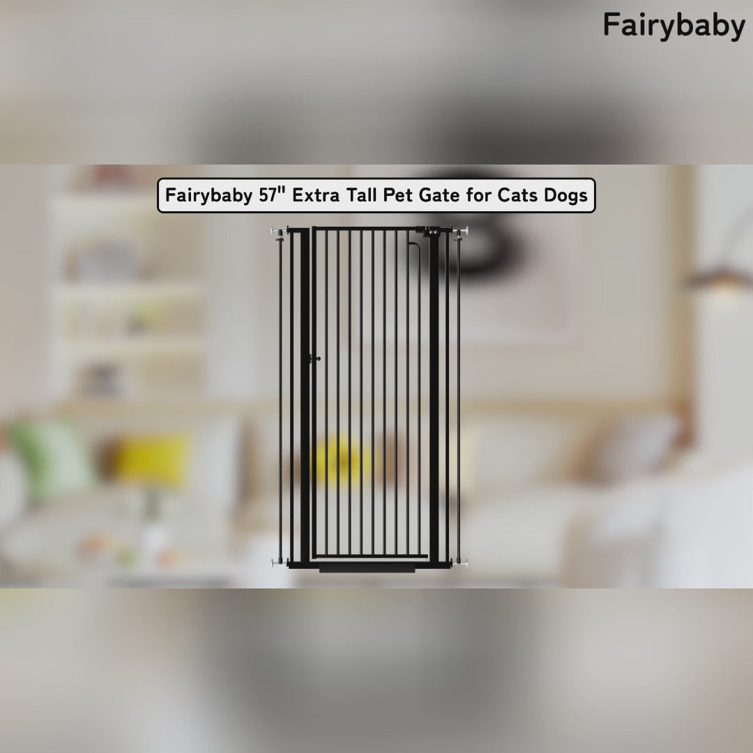 FairyBaby 57" Extra Tall Pet Gate for  Big Dogs and Curious Climbers