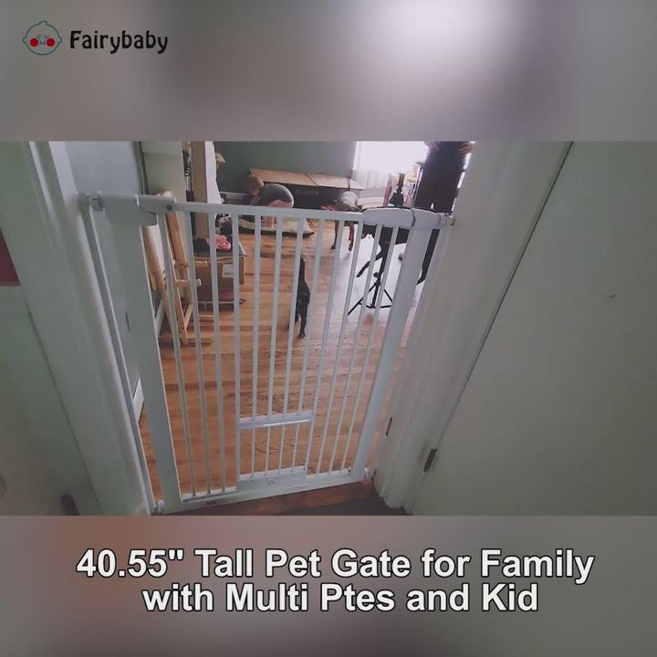 FairyBaby 40.55" Extra Tall Dog Gate with Cat Door