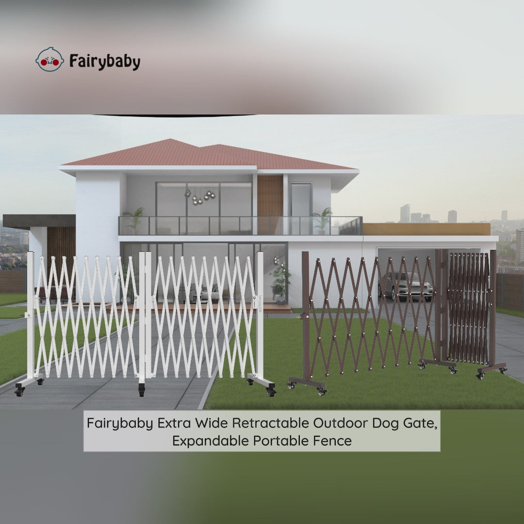 Fairybaby Extra Wide Retractable Outdoor Dog Gate,Expandable Portable Fence