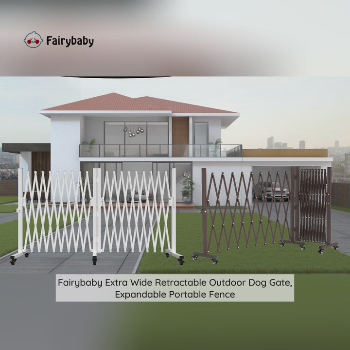 Fairybaby Extra Wide Retractable Outdoor Dog Gate,Expandable Portable Fence