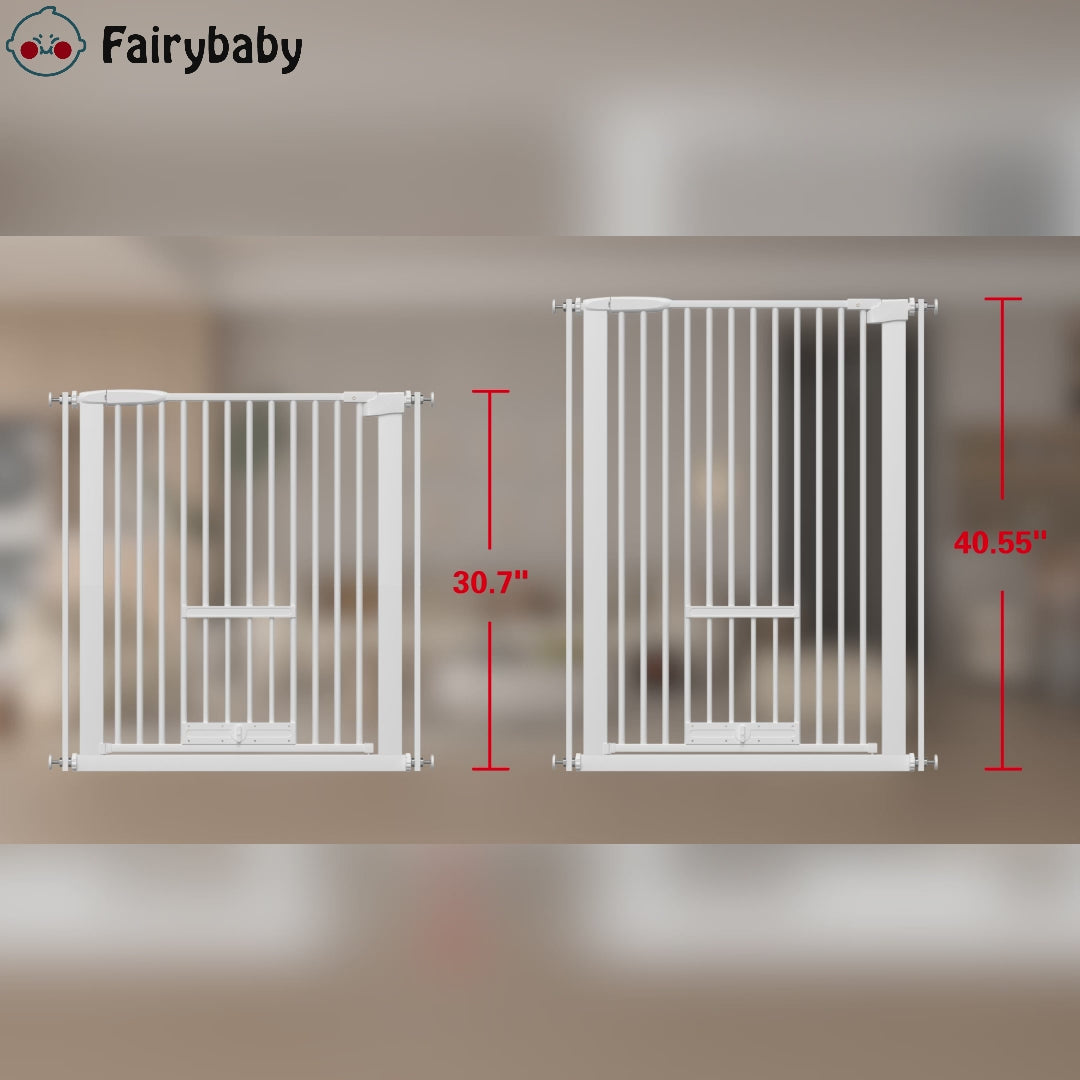 FairyBaby 40.55" Extra Tall Dog Gate with Cat Door