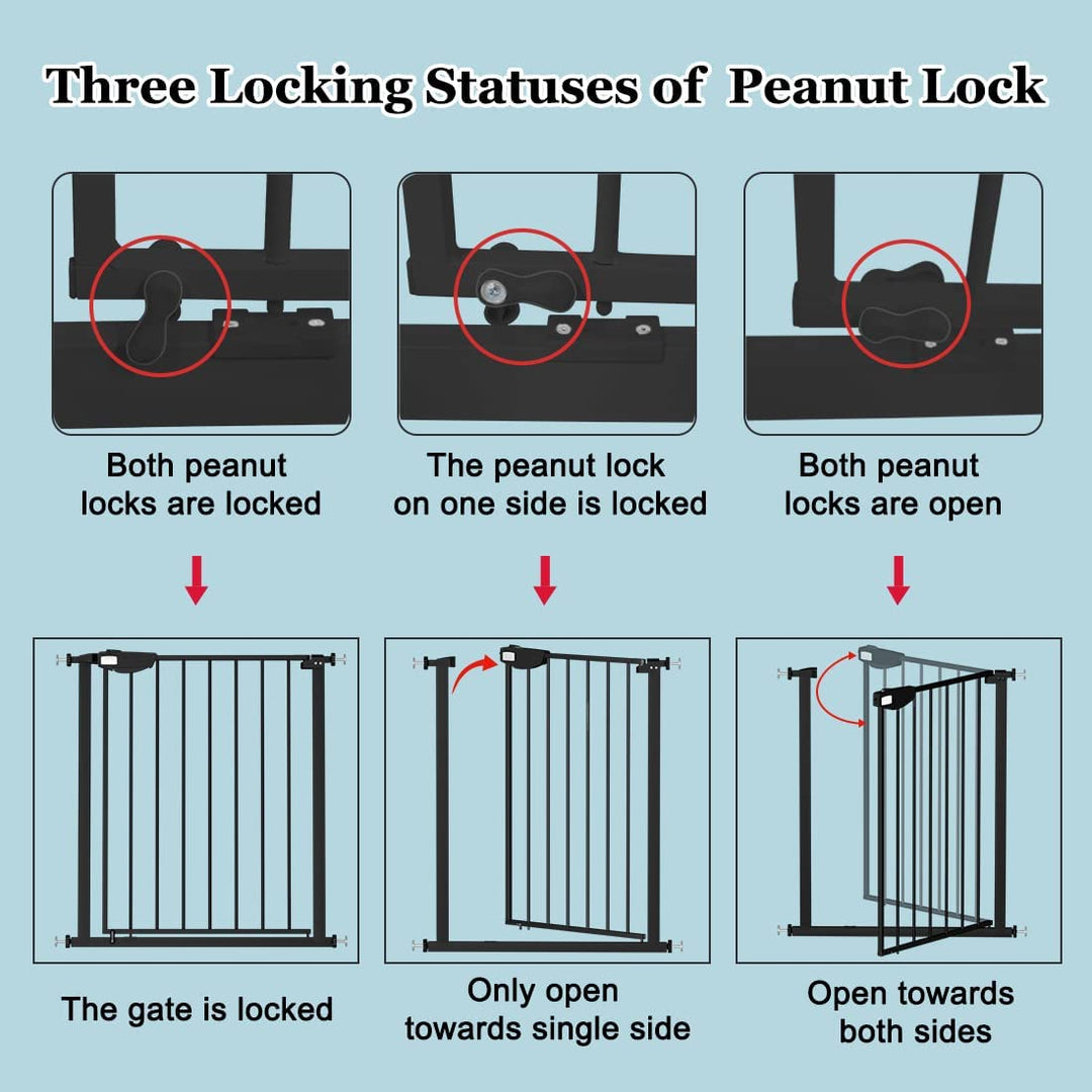 FairyBaby 30"/ 36.6" Tall Safety Gate, with Dual-Direction Swing and One-Way Setting Control