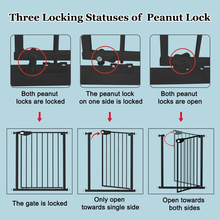 FairyBaby 30"/ 36.6" Tall Safety Gate, with Dual-Direction Swing and One-Way Setting Control