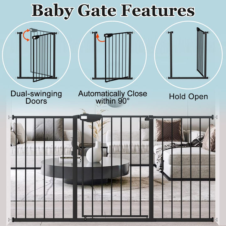 FairyBaby 30"/ 36.6" Tall Safety Gate, with Dual-Direction Swing and One-Way Setting Control