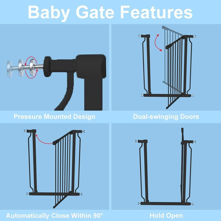 FairyBaby 40" Extra Tall Auto Close Big Dog Gate, Tall Baby Gate