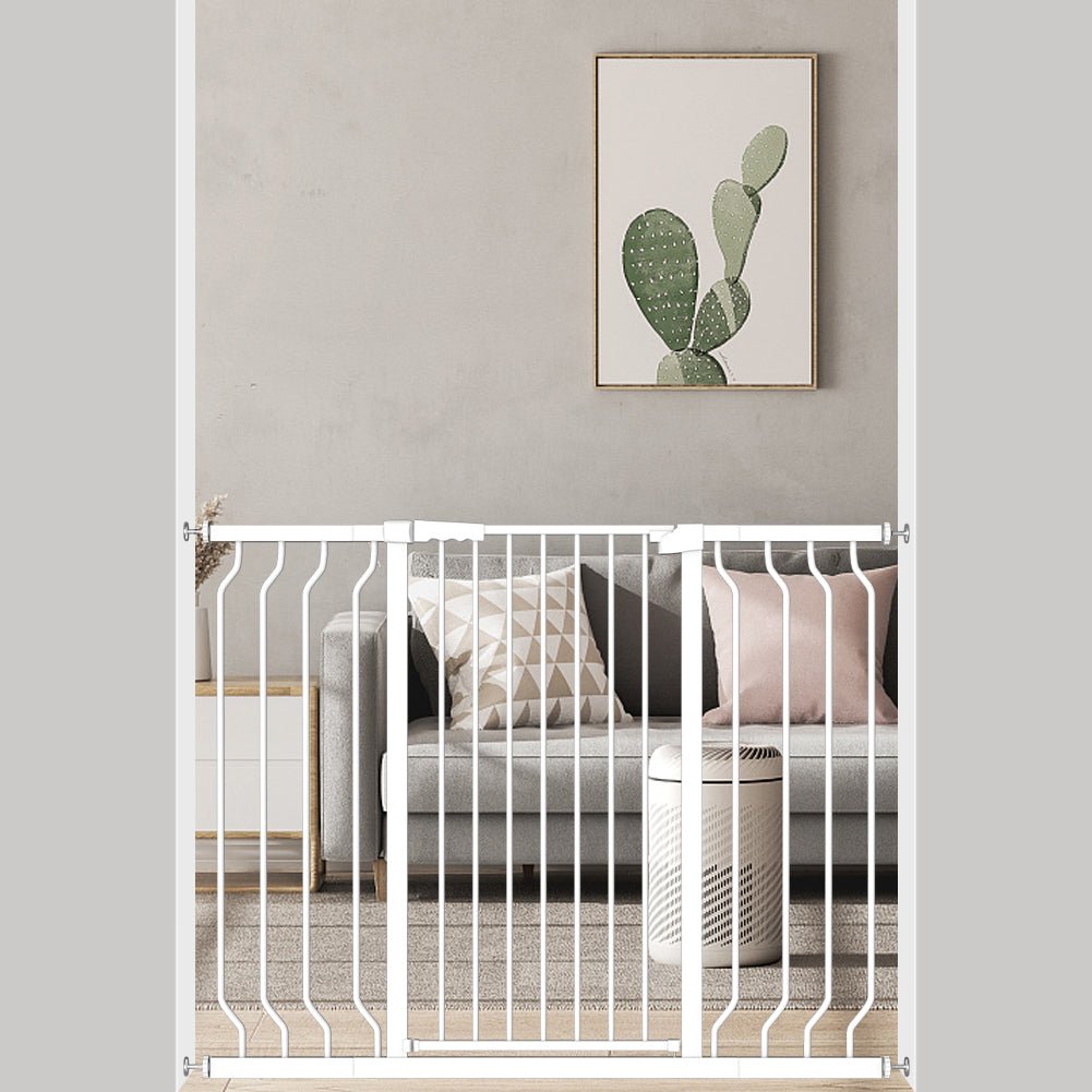 FairyBaby 3/6/8-Panel Wall-Mount Baby Gate,White/Charcoal Gray