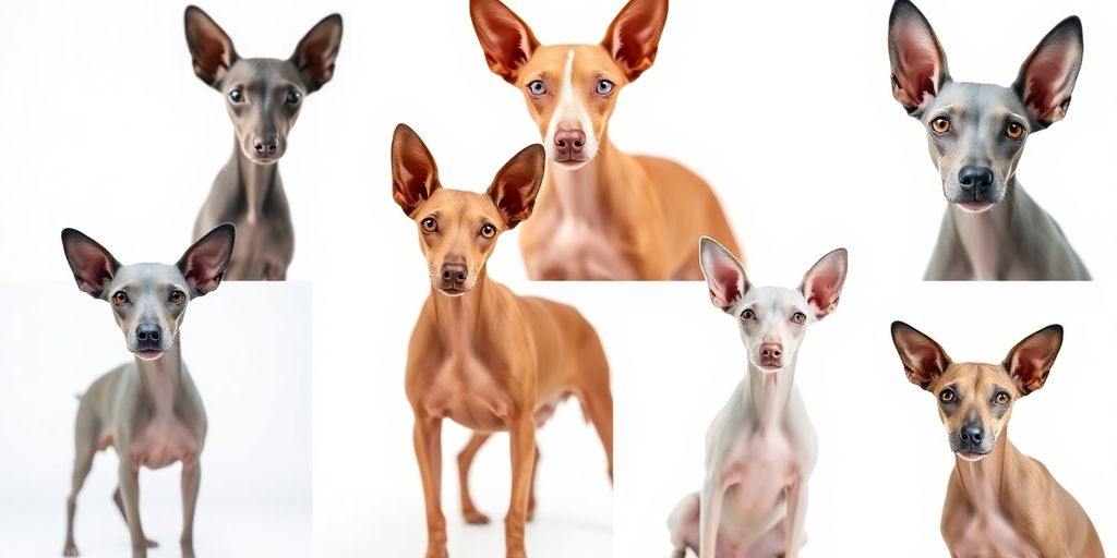 Variety of hairless dogs with distinct features.