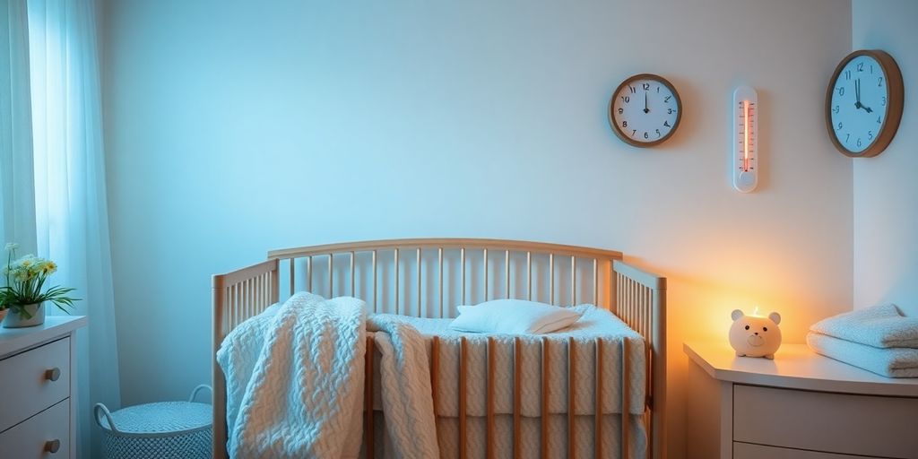 Cozy nursery with a crib and ideal temperature.