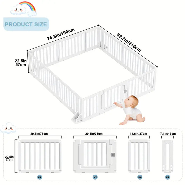 Fairybaby 14 Panels Foldable Baby Playpen with Safety Gate For Babies and Toddlers