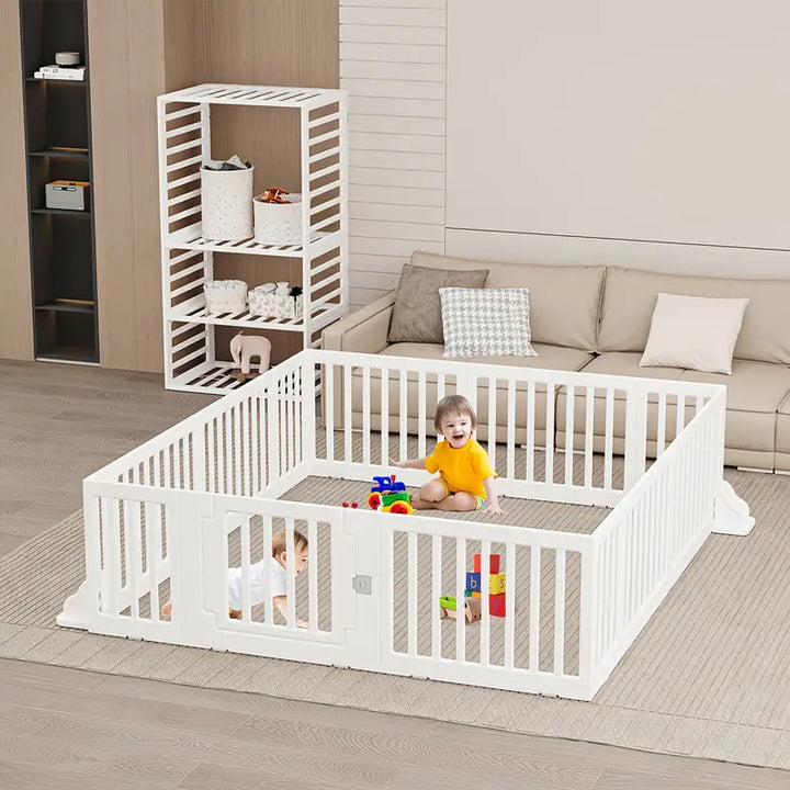 Fairybaby 14 Panels Foldable Baby Playpen with Safety Gate For Babies and Toddlers