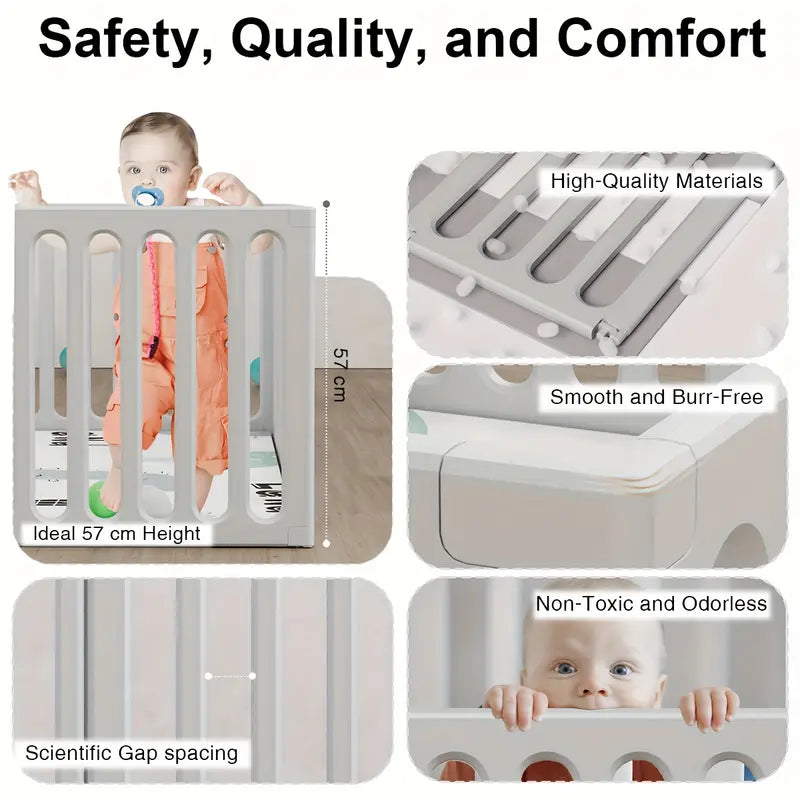 Fairybaby 14 Panels Foldable Baby Playpen with Safety Gate For Babies and Toddlers