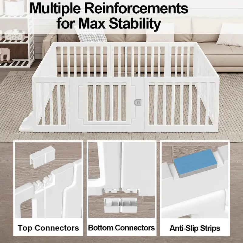 Fairybaby 14 Panels Foldable Baby Playpen with Safety Gate For Babies and Toddlers