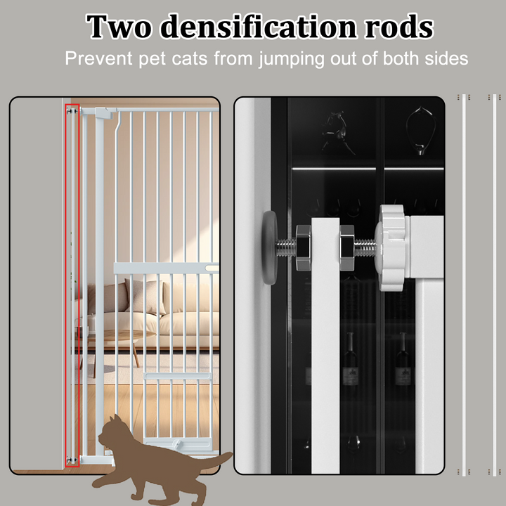 FairyBaby 61" Extra Tall Cat Gate with Narrow Bar Spacing with Pet Door