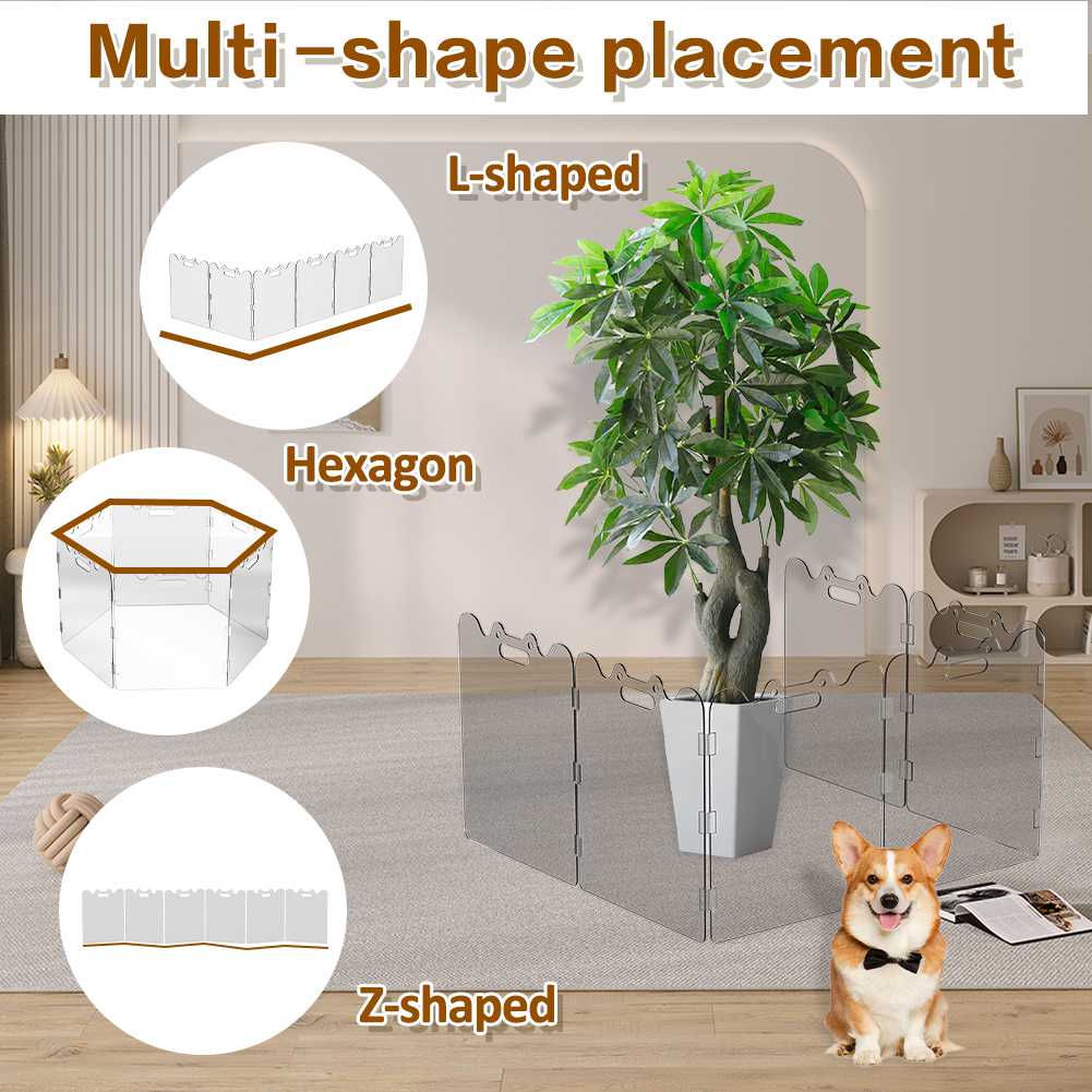 Fairybaby Clear Acrylic 6-Panel Pet Gate – Freestanding, Foldable, No Drilling