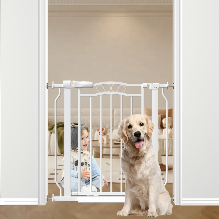 FairyBaby Extra Wide Lace Arch Design Glossy Surface Baby Gate for Pets & Toddlers