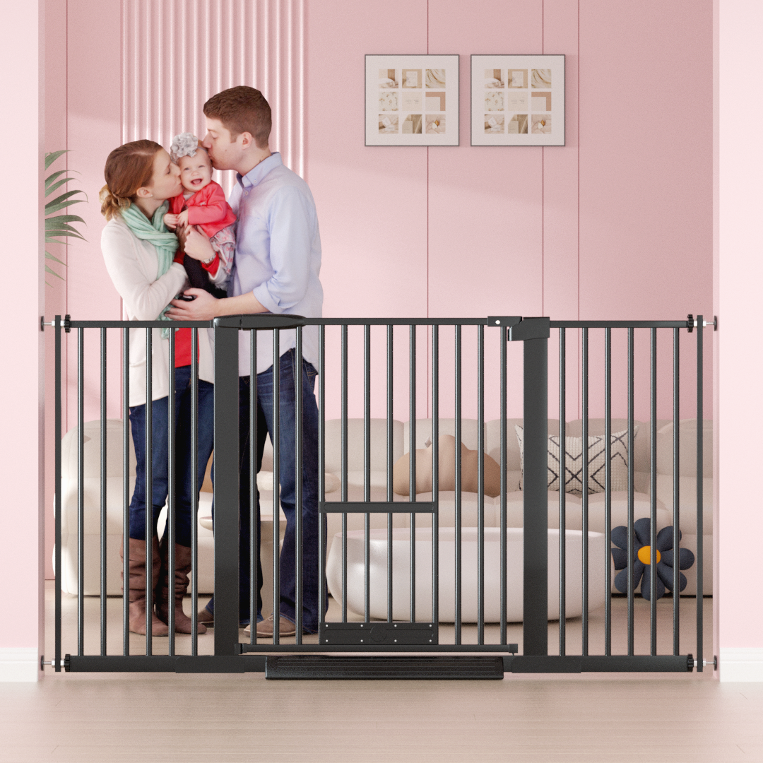 FairyBaby 30" Tall Safety Gate With Narrow Bar Spacing With Pet Door