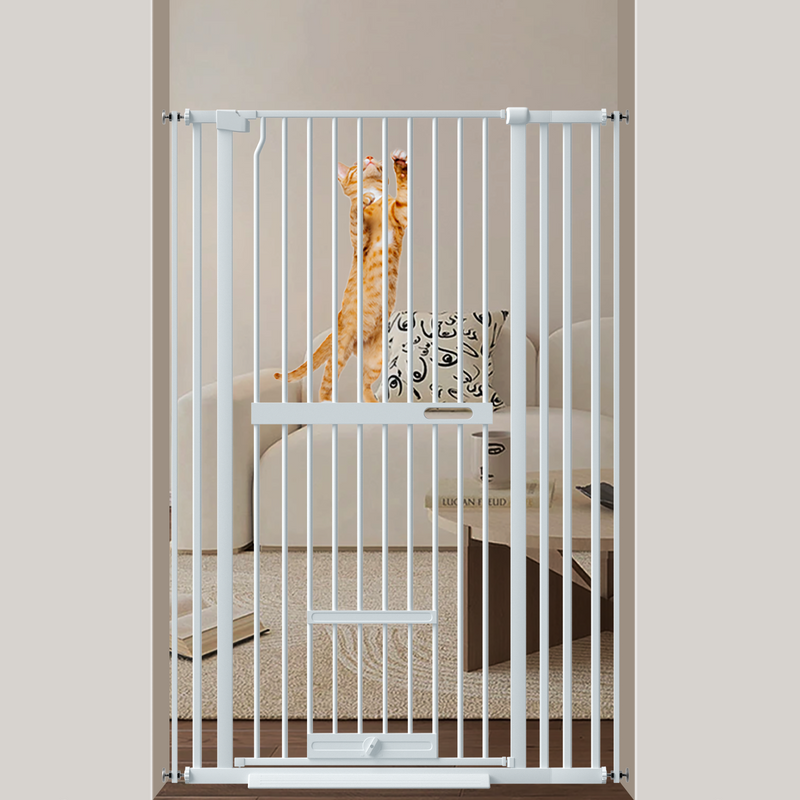 FairyBaby 61" Extra Tall Cat Gate with Narrow Bar Spacing with Pet Door