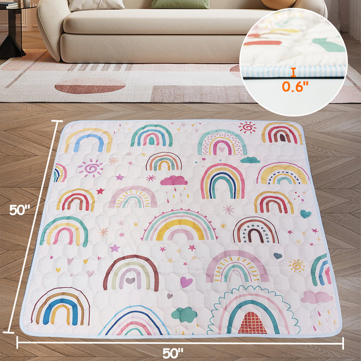 FairyBaby Cotton Baby Play Mat –50" x 50", Washable, Thickened, Non-Slip, Soundproof for Toddlers & Kids
