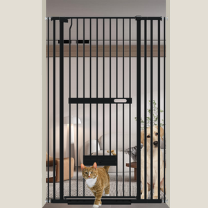 FairyBaby 61" Extra Tall Cat Gate with Narrow Bar Spacing with Pet Door