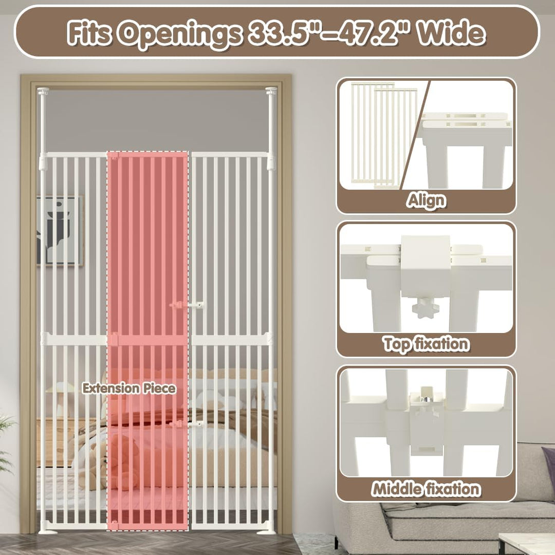 FairyBaby 71" Extra Tall 34"-37" Wide Cat & Dog Proof Gate for Doorway