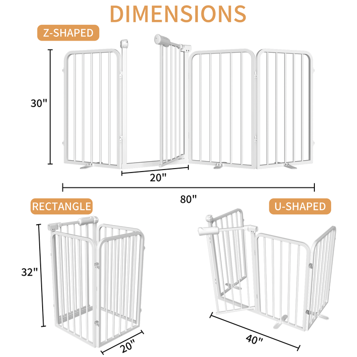 Freestanding Pet Gate with Door, 33.9" Tall Foldable Safety Fence for Indoor Use