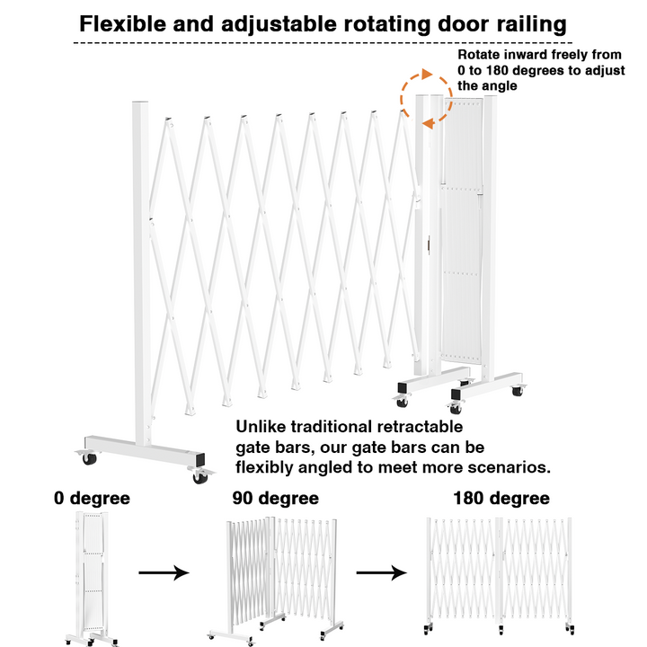 FairyBaby Foldable & Retractable Extra Wide Pet Dog Safety Gate with Wheels, Expandable Isolation Fence