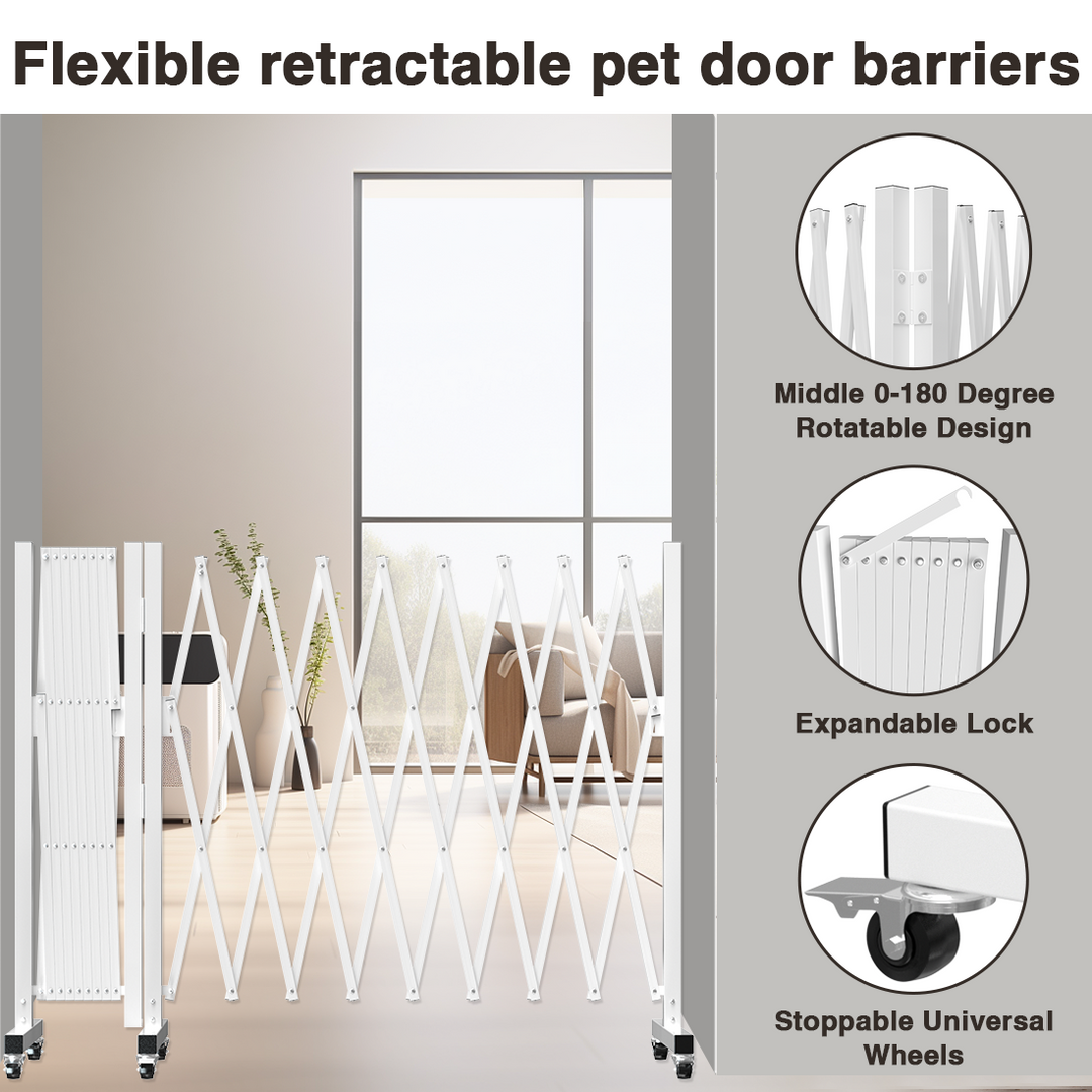 FairyBaby Foldable & Retractable Extra Wide Pet Dog Safety Gate with Wheels, Expandable Isolation Fence