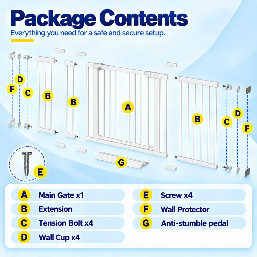 Extra Wide Safety Gate with Triple Locking &amp; Wider Walk-Through Door