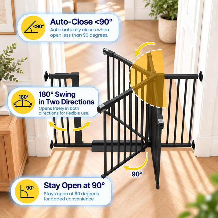 Extra Wide Safety Gate with Triple Locking &amp; Wider Walk-Through Door