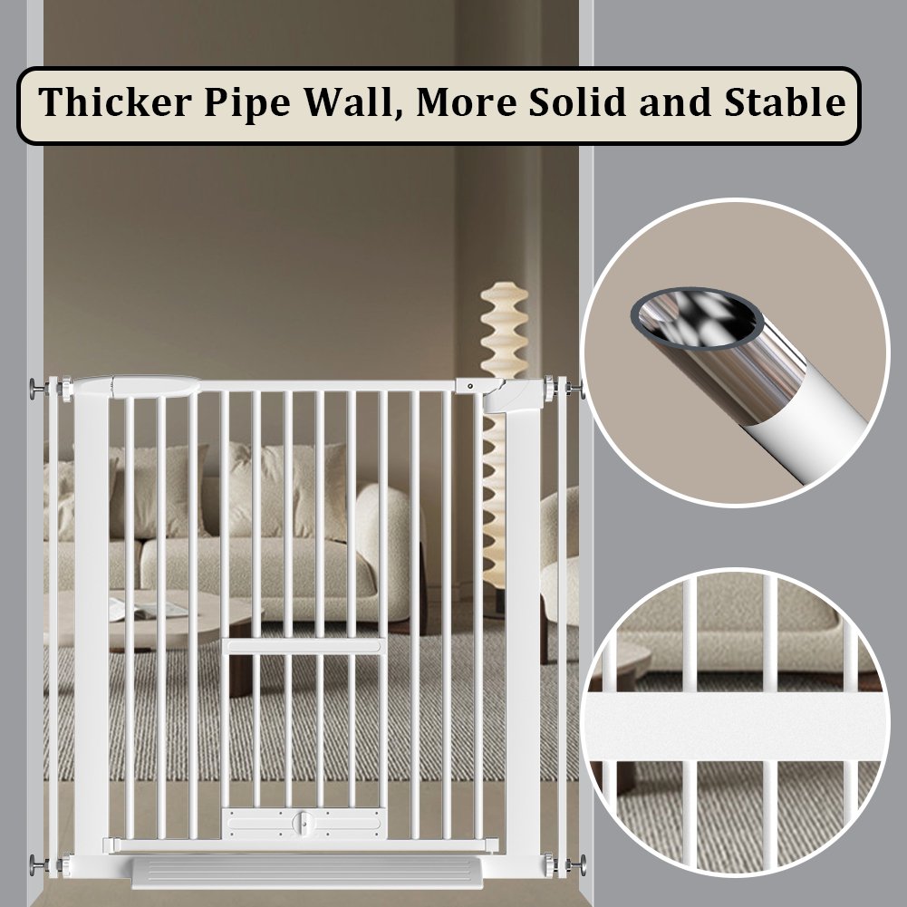 FairyBaby 30" Tall Safety Gate with Narrow Bar Spacing With Cat Door - FairyBaby