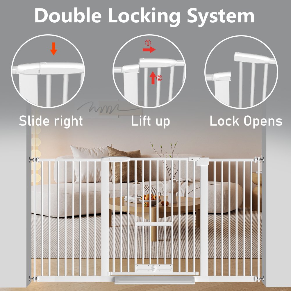 FairyBaby 30" Tall Safety Gate with Narrow Bar Spacing With Cat Door - FairyBaby