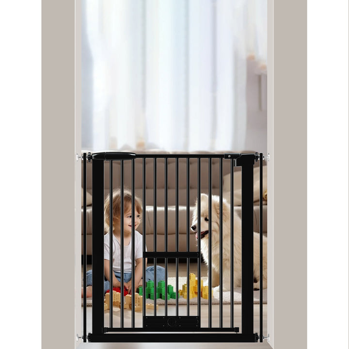 FairyBaby 30" Tall Safety Gate with Narrow Bar Spacing With Cat Door - FairyBaby