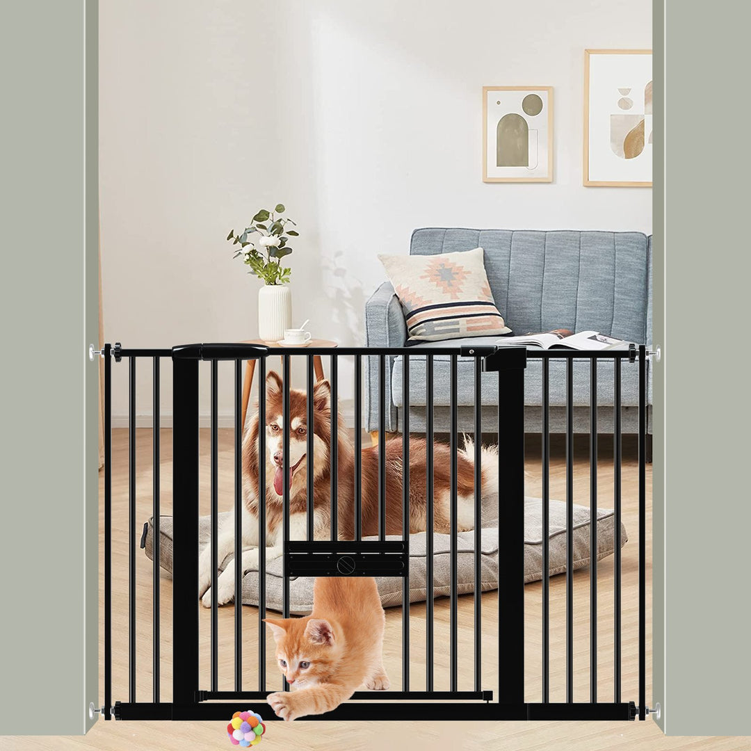 FairyBaby 30" Tall Safety Gate with Narrow Bar Spacing With Cat Door - FairyBaby