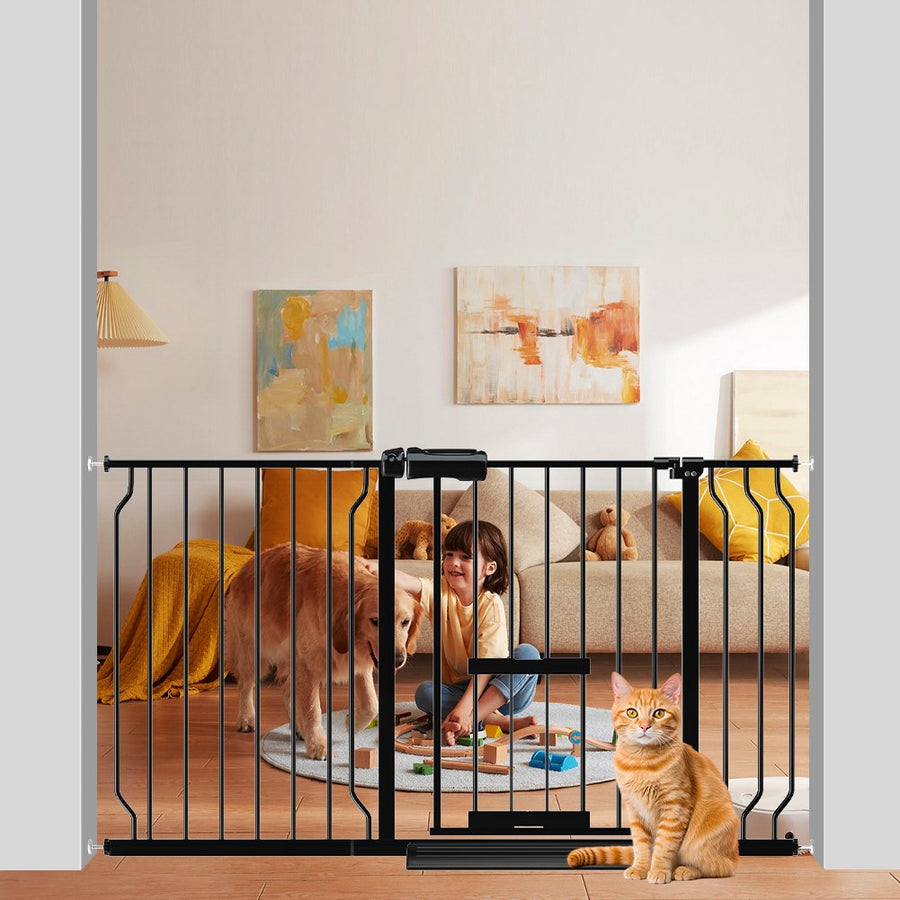 FairyBaby Extra Wide Baby Gate, Easy Install Extra Security With Cat Door - FairyBaby