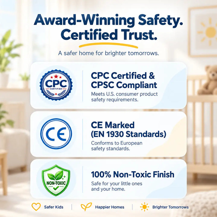 FairyBaby W282 safety certifications including CPC compliant CE marked and non toxic finish