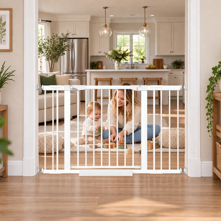Extra Wide Safety Gate with Triple Locking &amp; Wider Walk-Through Door