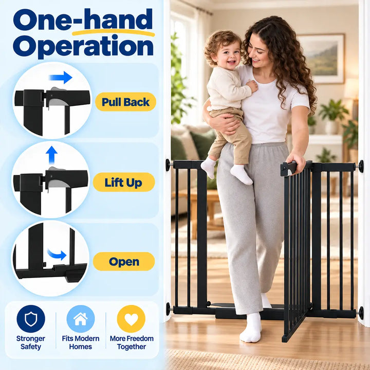 Extra Wide Safety Gate with Triple Locking &amp; Wider Walk-Through Door