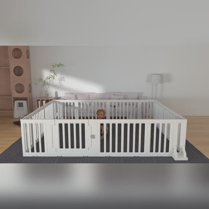 Fairybaby 14 Panels Foldable Baby Playpen with Safety Gate For Babies and Toddlers