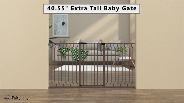 FairyBaby 40" Extra Tall Dog Gate- Exclusive Brown Color