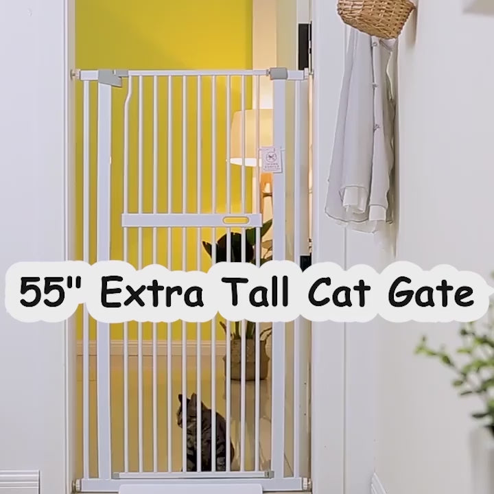 FairyBaby 55"/61" Extra Tall Cat Gate with Narrow Bar Spacing